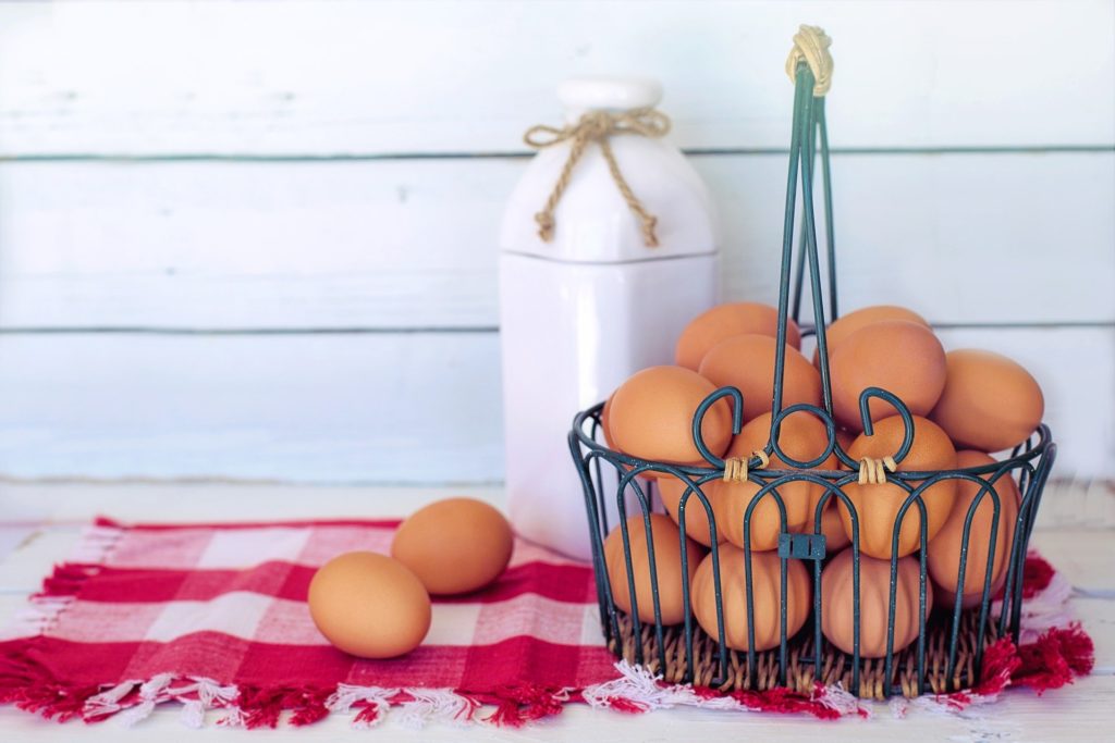 A basket of eggs used to demonstrate the concept of diversification.