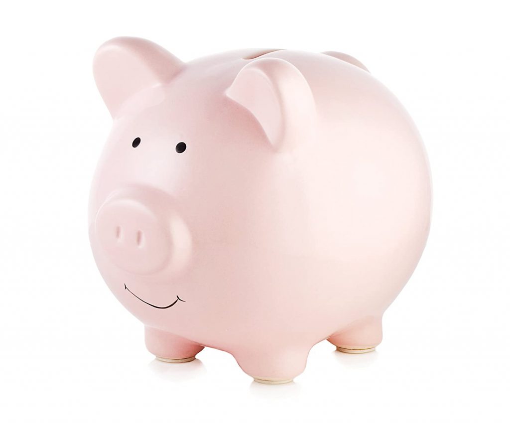 A pink piggy bank.