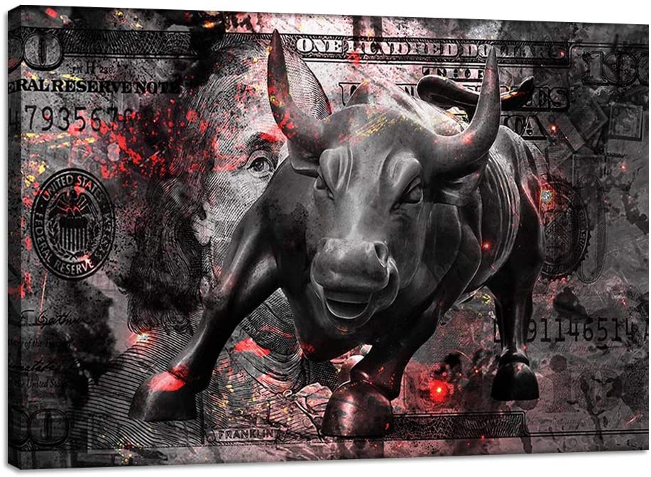 A painting of Wall Street's charging bull.